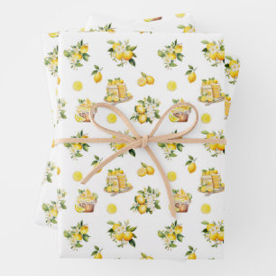 Mittelmeer Sommerlemon Muster Geschenkpapier Set