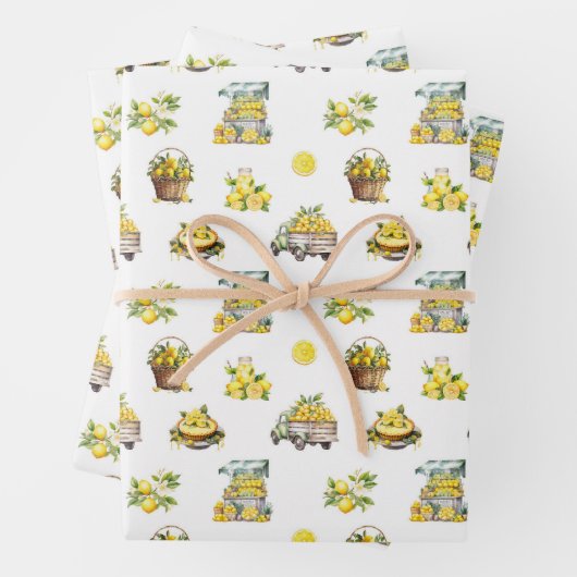 Mittelmeer Sommerlemon Muster Geschenkpapier Set (Beispiel)