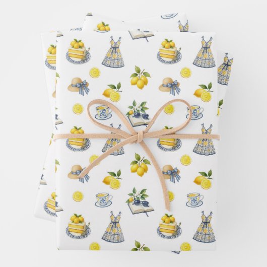 Mittelmeer Sommerlemon Muster Geschenkpapier Set (Beispiel)