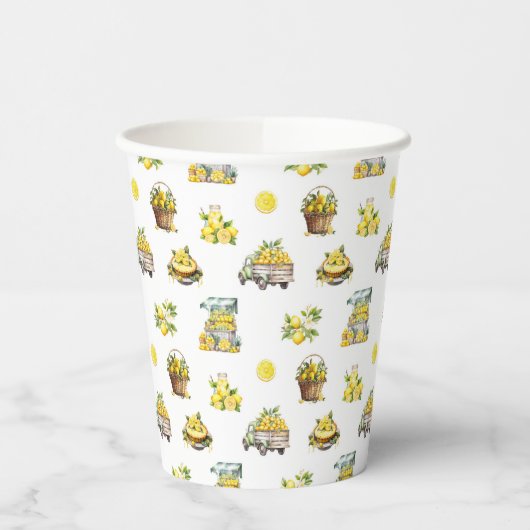 Mittelmeer Sommerlemon Muster Pappbecher (Links)
