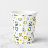 Mittelmeer Sommerlemon Muster Pappbecher (Rückseite)