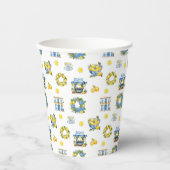 Mittelmeer Sommerlemon Muster Pappbecher (Vorderseite)