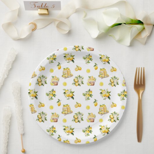 Mittelmeer Sommerlemon Muster Pappteller (Hochzeit)