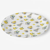 Mittelmeer Sommerlemon Muster Pappteller (Schrägansicht)
