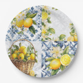 Mittelmeer Sommerlemon Muster Pappteller (Vorderseite)