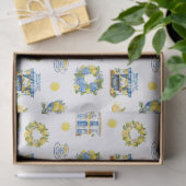 Mittelmeer Sommerlemon Muster Seidenpapier (Geschenk)