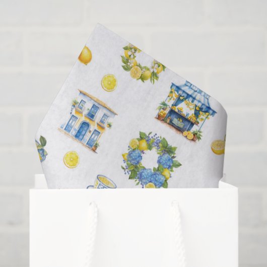 Mittelmeer Sommerlemon Muster Seidenpapier (Geschenktüte)