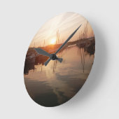 Mittelmeer Sonnenaufgang über der Marina-Mauer-Uhr Runde Wanduhr (Winkel)
