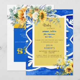 Mittelmeer-Sonnenblumen-Baby-Perspektive-Dusche Einladung