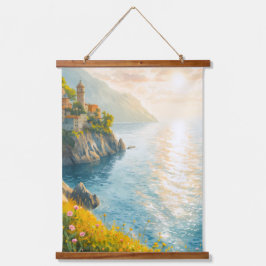 Mittelmeer-Sonnenuntergang Wandteppich Mit Holzrahmen