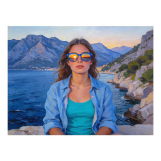 Mittelmeer-Sonnenuntergangsreflexionen – Moderne K Fotodruck