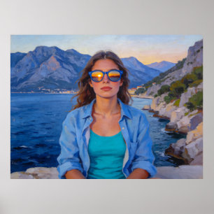 Mittelmeer-Sonnenuntergangsreflexionen – Moderne K Poster