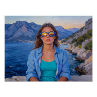 Mittelmeer-Sonnenuntergangsreflexionen – Moderne K Poster