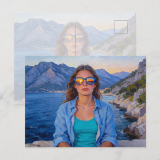 Mittelmeer-Sonnenuntergangsreflexionen – Moderne K Postkarte