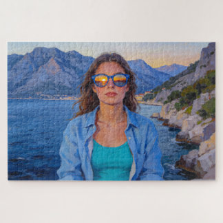 Mittelmeer-Sonnenuntergangsreflexionen – Moderne K Puzzle
