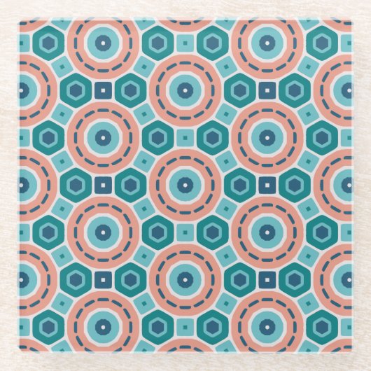 Mittelmeer Summer Vibes Geometric Muster Glasuntersetzer (Vorderseite)