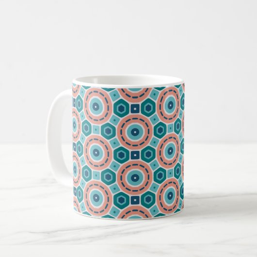 Mittelmeer Summer Vibes Geometric Muster Kaffeetasse (Vorderseite Links)