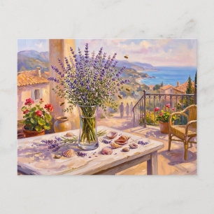 Mittelmeer-Terrasse Lavendelszene Postkarte