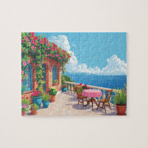 Mittelmeer-Terrasse Ozeanblick Küstenkunst Puzzle