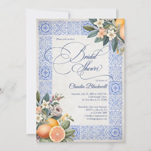 Mittelmeer-Tile-Brautparty Einladung (Vorderseite)