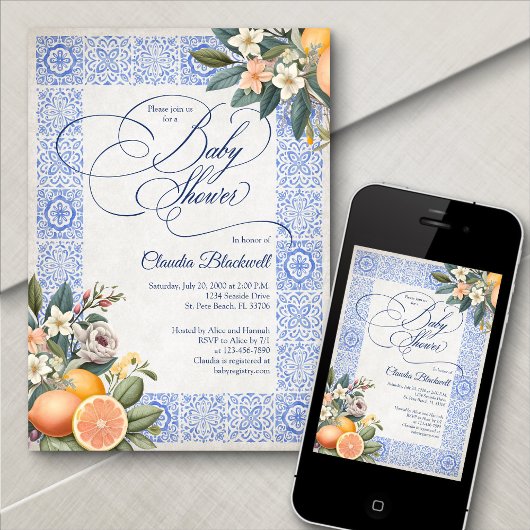 Mittelmeer-Tile-Brautparty Einladung