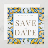 Mittelmeer-Tile-Hochzeit retten Datum Save The Date (Vorne/Hinten)