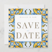 Mittelmeer-Tile-Hochzeit retten Datum Save The Date (Vorderseite)