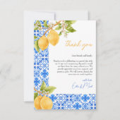 Mittelmeer Tiles Italien Lemon Brautparty Dankeskarte (Vorderseite)