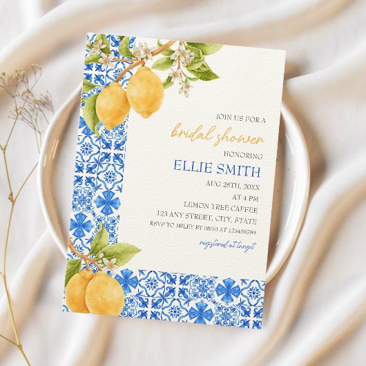 Mittelmeer Tiles Italien Lemon Brautparty Einladung