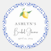 Mittelmeer Tiles Lemon Brautparty Sticker (Vorderseite)