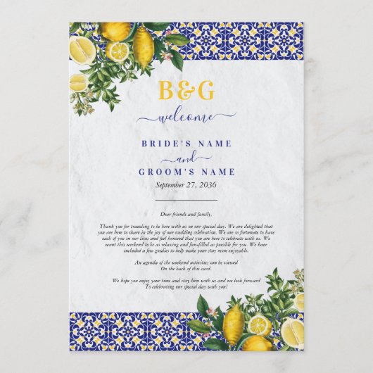 Mittelmeer Tiles Lemon Hochzeitreise Programm (Vorderseite)
