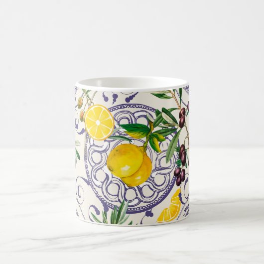 Mittelmeer, toskanischer Stil, Oliven, Muster      Kaffeetasse (Mittel)