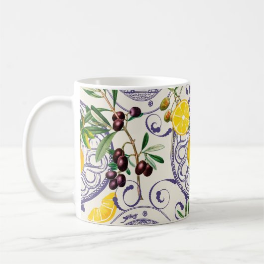 Mittelmeer, toskanischer Stil, Oliven, Muster Kaffeetasse (Links)