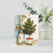 Mittelmeer-Weihnachtsbaum auf dem Dach Postkarte (Stehend Vorderseite)