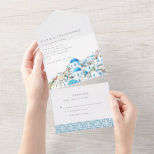 Mittelmeer-Zielhochzeit All In One Einladung