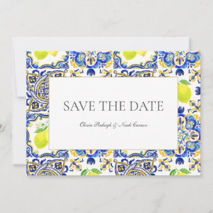 Mittelmeer-Zitrone Save The Date Hochzeitskarte