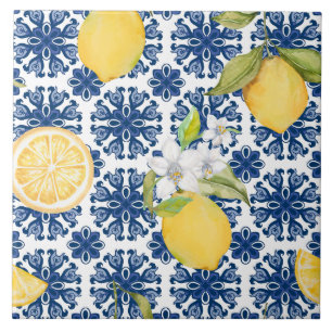 Mittelmeer-Zitronen-Azulejo-Muster Fliese