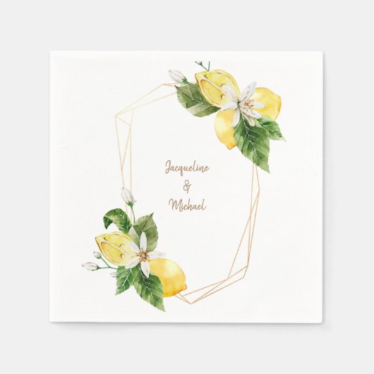Mittelmeer-Zitronen Gold Text Cocktail Serviette (Vorderseite)