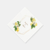 Mittelmeer-Zitronen Gold Text Cocktail Serviette (Ecke)
