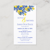 Mittelmeer- Zitronen- Hochzeiten Save the Date- Visitenkarte (Vorderseite)