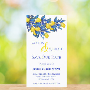 Mittelmeer- Zitronen- Hochzeiten Save the Date- Visitenkarte