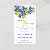 Mittelmeer- Zitronen- Hochzeiten Save the Date- Visitenkarte (Vorderseite)