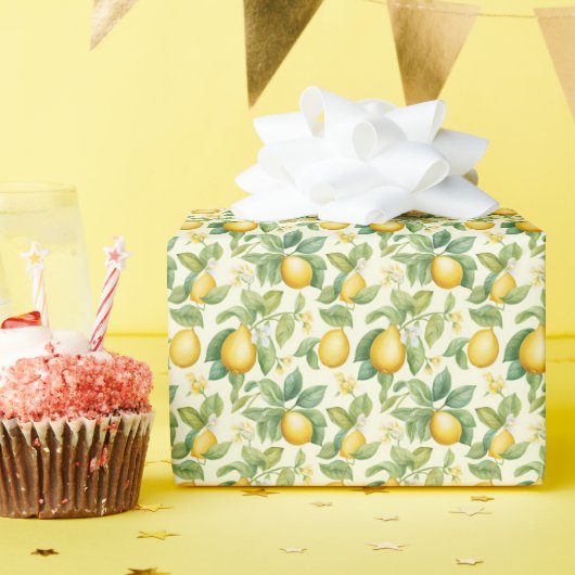 Mittelmeer-Zitronenblüten Zitrus Geschenkpapier (Geburtstagsparty)
