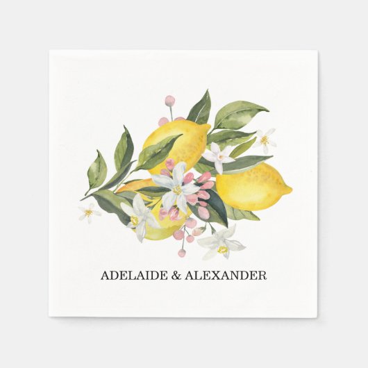 Mittelmeer Zitronenfrüchte-Hochzeit Serviette (Vorderseite)