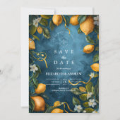 Mittelmeer-Zitronenglück-Hochzeit Save The Date (Vorderseite)
