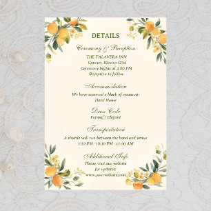 Mittelmeer-Zitrus-Botanische Hochzeit Begleitkarte