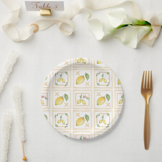 Mittelmeer-Zitrus-Lemon-Muster Pappteller (Hochzeit)