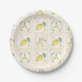 Mittelmeer-Zitrus-Lemon-Muster Pappteller (Vorderseite)