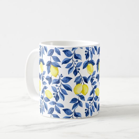 Mittelmeer-Zitrus-Lemonen-Muster Kaffeetasse (Vorderseite Links)