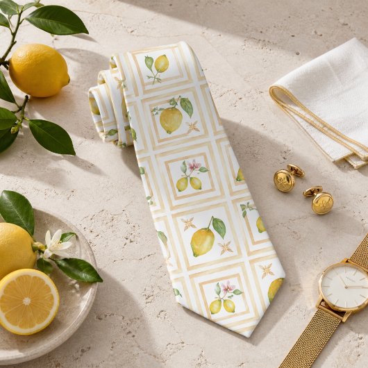 Mittelmeer-Zitrus-Lemonen-Muster Krawatte